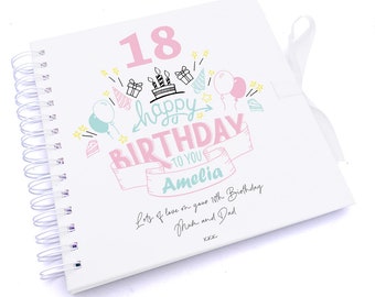 Personalised Any Age Happy Birthday Gift For Her Scrapbook Photo album Or Guest Book 18th, 21st, 30th, 40th