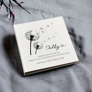 Large Traditional Book Bound Personalised Daddy Remembrance Photo Album With Dandelions