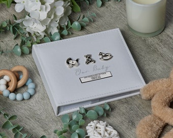 Personalised Gorgeous Baby Photo Album 50 Pictures Silver Plated Stars