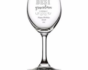 Gift For Grandma Personalised Engraved Wine Glass