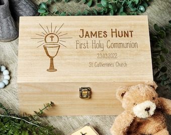 Personalised Communion Memory Keepsake Box With Holy Host