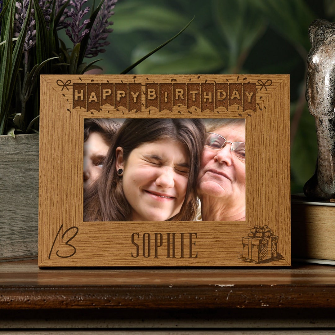 Personalised 13th Birthday Photo Frame Gift With Balloons Landscape ...