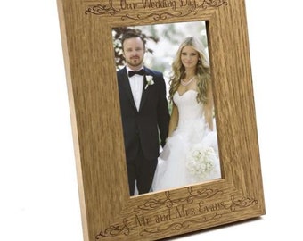 Elegant Personalised Our Wedding Day Wooden Photo Frame Gift