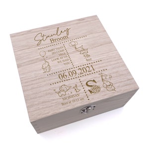 Personalised baby Memory Box Gift With birth Details Elephant Design
