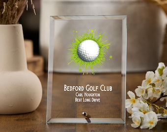 Personalised Golf Award Trophy Plaque With Colour Print