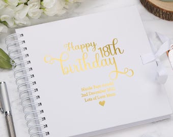 Álbum de fotos personalizado para aniversário de 18 anos ou livro de visitas para presente