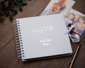 Personalised Any Name and Text White Scrapbook Photo album Gold Print
