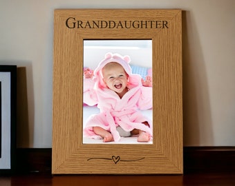 Granddaughter Engraved 6x4 Portrait Picture Photo Frame Brown Oak Finish