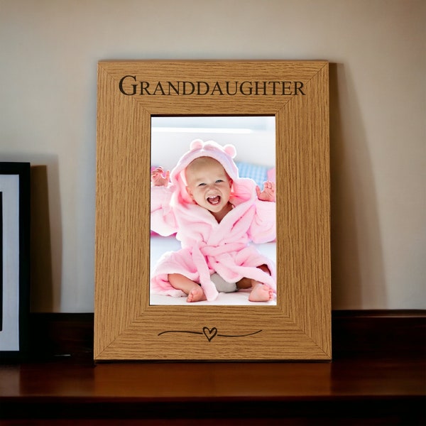 Granddaughter Engraved 6x4 Portrait Picture Photo Frame Brown Oak Finish