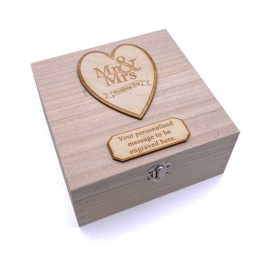 Personalised Mr and Mrs Wooden Keepsake Memory Wedding Gift Box - Etsy UK