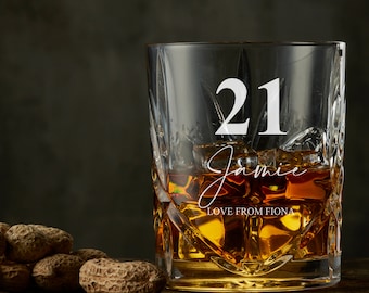 Engraved Personalised 21st Birthday Crystal Cut Whiskey Glass