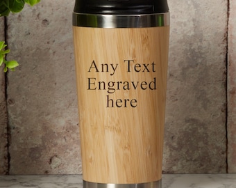 Personalised Bamboo Insulated Travel Mug Any Engraving