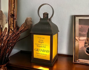 Personalised Grandad In Loving Memory Graveside  Lantern Gift With Flame Effect