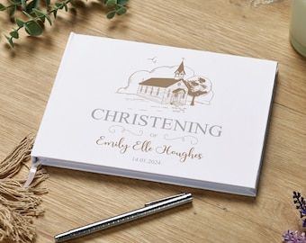 Personalised Christening Guest Book With Church