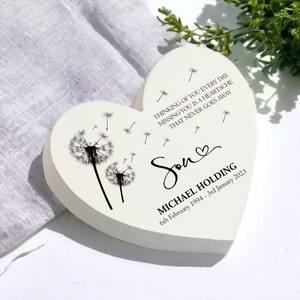 Personalised Son Memorial Graveside Heart Remembrance Plaque Ornament Indoor or Outdoor