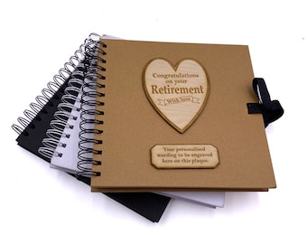 Personalised Retirement Scrapbook Photo album Guest Book Various Colours