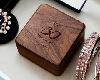 Personalised Any Age Birthday Jewellery Box Gift For Her Walnut Wood 13th 16th 18th 21st 30th 40th 50th 60th 70th