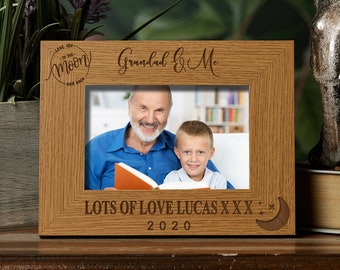 Personalised Grandad and Me Oak Wood Finish Photo Frame Gift