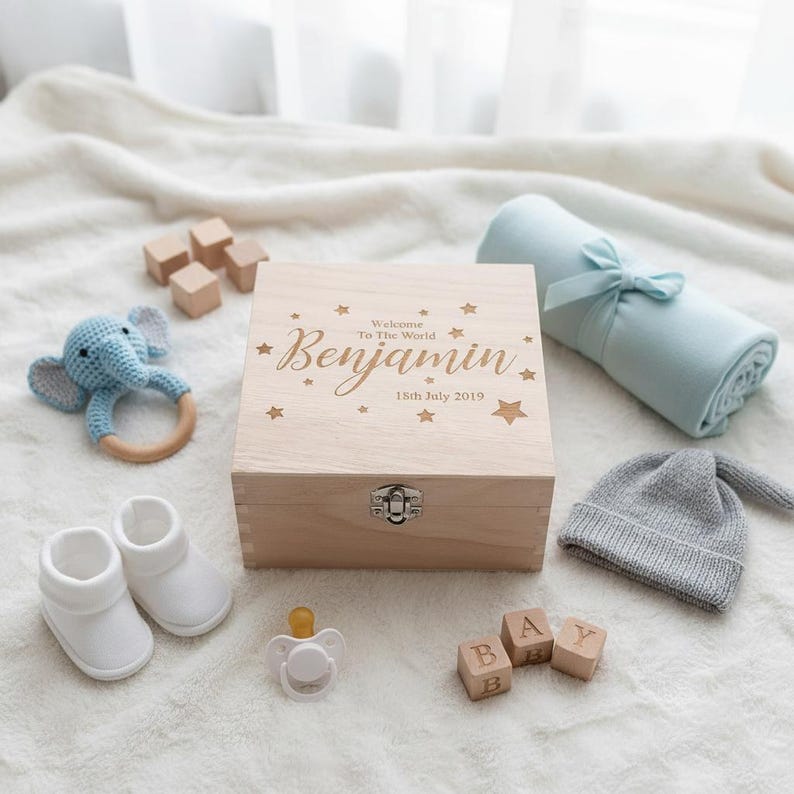 Personalised Baby Engraved Wooden Keepsake Box Gift Welcome to the ...