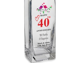 Personalised 40th Anniversary Flower Vase Gift For Couple Husband Wife