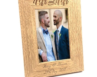 Personalised Engraved Mr and Mr Wooden Photo Frame Wedding Gift