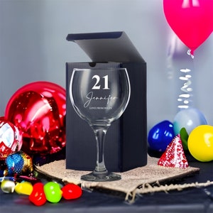 Personalised 21st Birthday Gin and Tonic Glass with Name and Sentiment Gift for Her