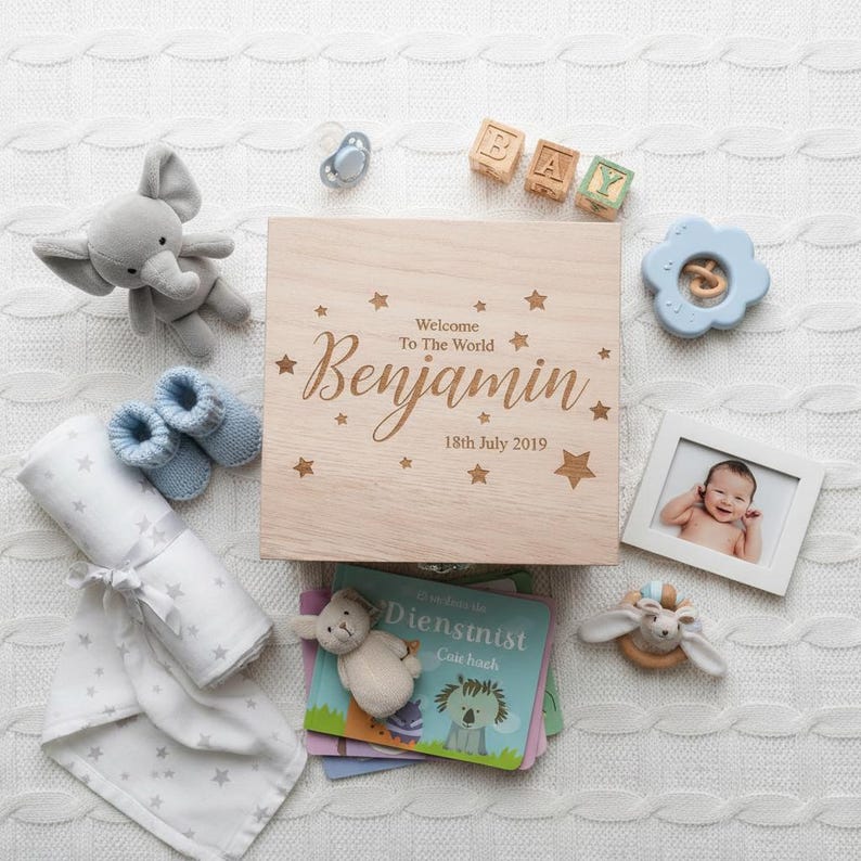 Personalised Baby Engraved Wooden Keepsake Box Gift Welcome to the ...