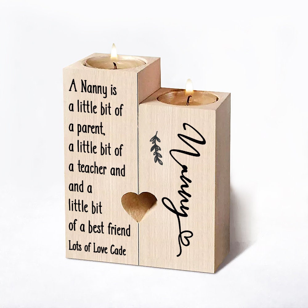 Personalised Nanny Double Tea Light Candle Holder Gift
