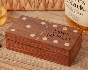 Personalised Luxury Dominos Gift Box - Dominos set - wooden dominos, add his name , keepsake