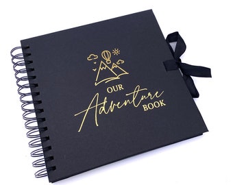 Our Adventure Book Black Scrapbook Photo album Gold Script