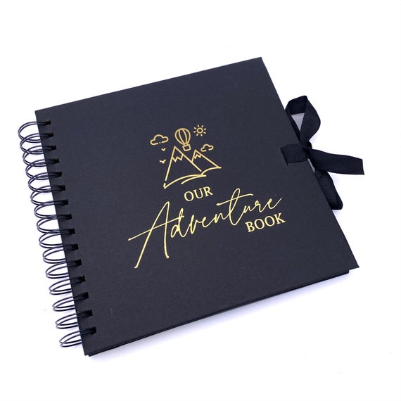 Our Adventure Book Black Scrapbook Photo Album Gold Script 