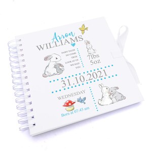 Personalised Rabbit Baby Boy Scrapbook Photo album