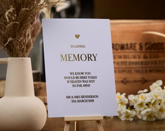 Personalised Table Décor Gold Foil In Loving Memory Wedding Print Sign