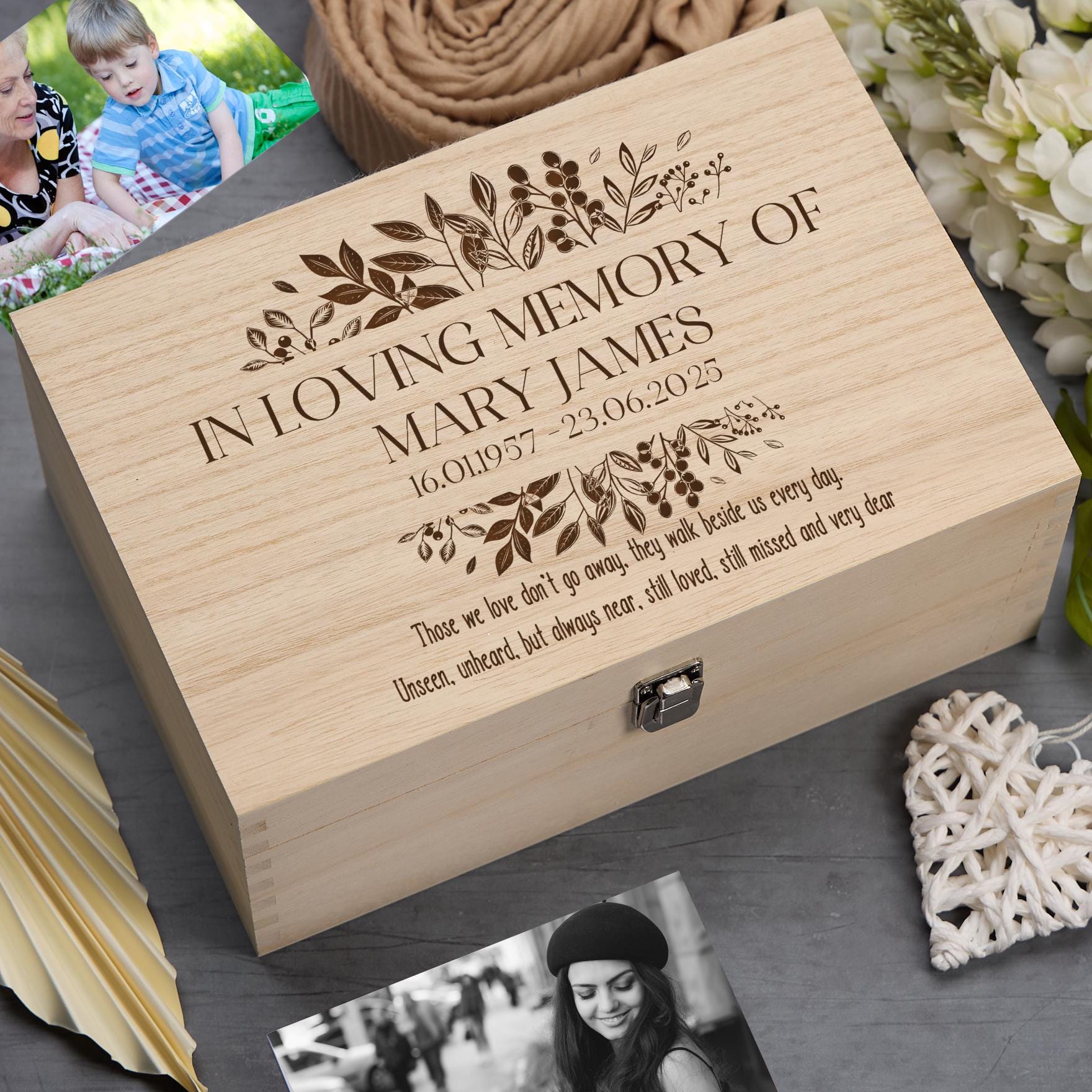 Personalised Wooden Memorial Keepsake Memory Box Remembrance