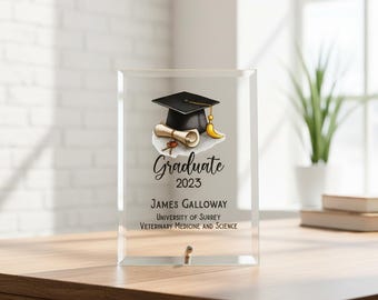 Personalised Graduation Keepsake Gift Large Glass Plaque Gift