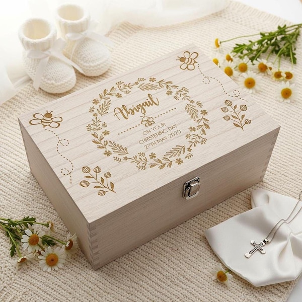 Personalised christening, Baptism  or Communion gift Keepsake Memory Box