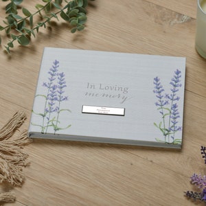 Personalised Memory Funeral Book Remembrance Guest Book With Flowers