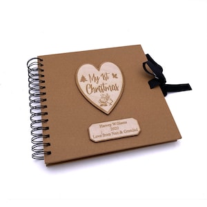 Personalised My First Christmas Brown Scrapbook Photo album