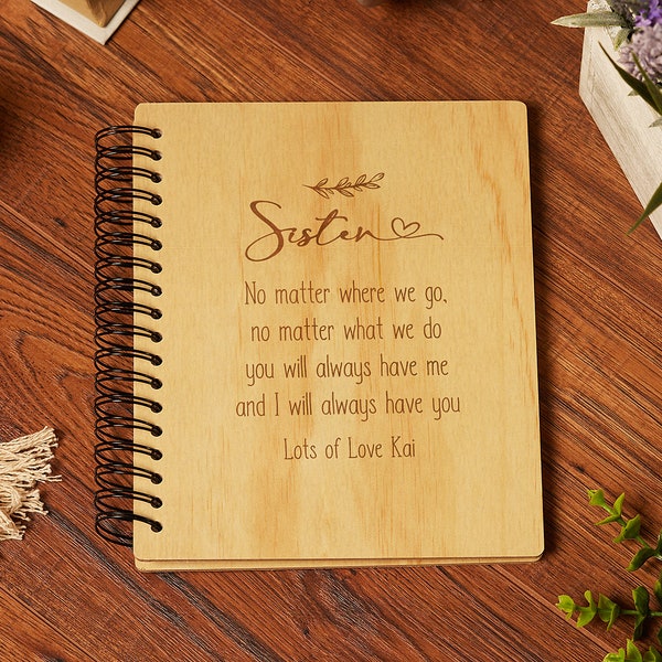 Personalised Sister Sentiment Wooden Photo Album Engraved Gift