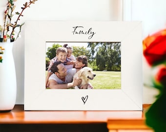 White 6x4 Landscape Picture Photo Frame Family Heart