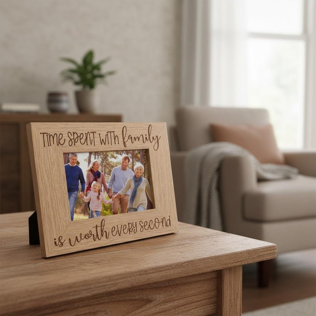 Time Spent With Family Photo Frame Landscape Oak Wood Finish - Etsy