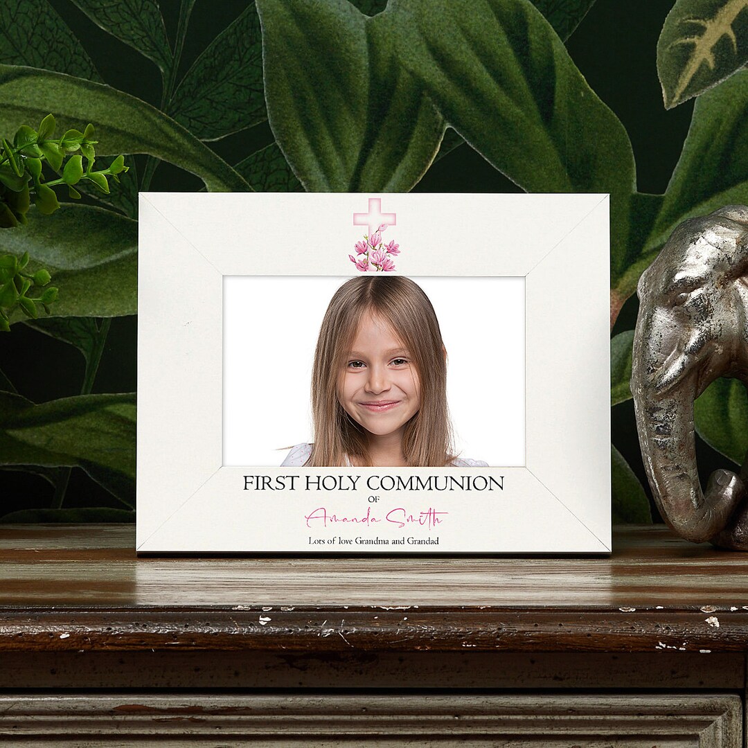 Personalised First Holy Communion Photo Frame With Pink Cross - Etsy