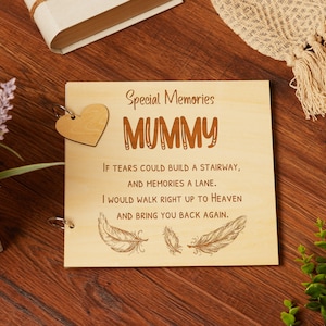 Mummy Remembrance In Loving Memory Wooden Guest Book, Scrapbook or Photo Album