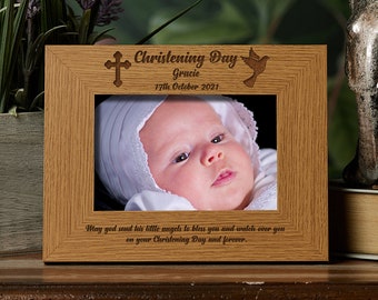 Personalised Christening Day Wooden Photo Frame Gift