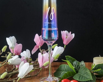 Personalised 18th Birthday Iridescent Champagne Prosecco Glass Gift
