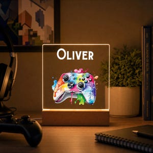 Personalised LED Lamp, Kids Night Light Gift, Gamer Light, Birthday Gifts for Kids, Game Controller