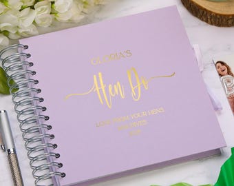Personalised Elegant Hen Do Guest Book, Custom Hen Party Memories Scrapbook Keepsake Album Memory Book