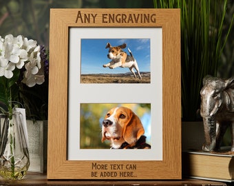 Personalised Any Engraving Double Wooden Photo Frame Gift Landscape