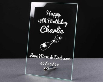 Personalised Any Age Birthday Sentiment Gift Glass Plaque