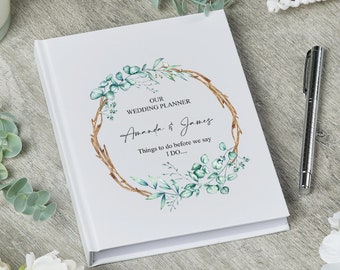 Personalised Wedding Planner Book Engagement Gift With Leaves and Branches